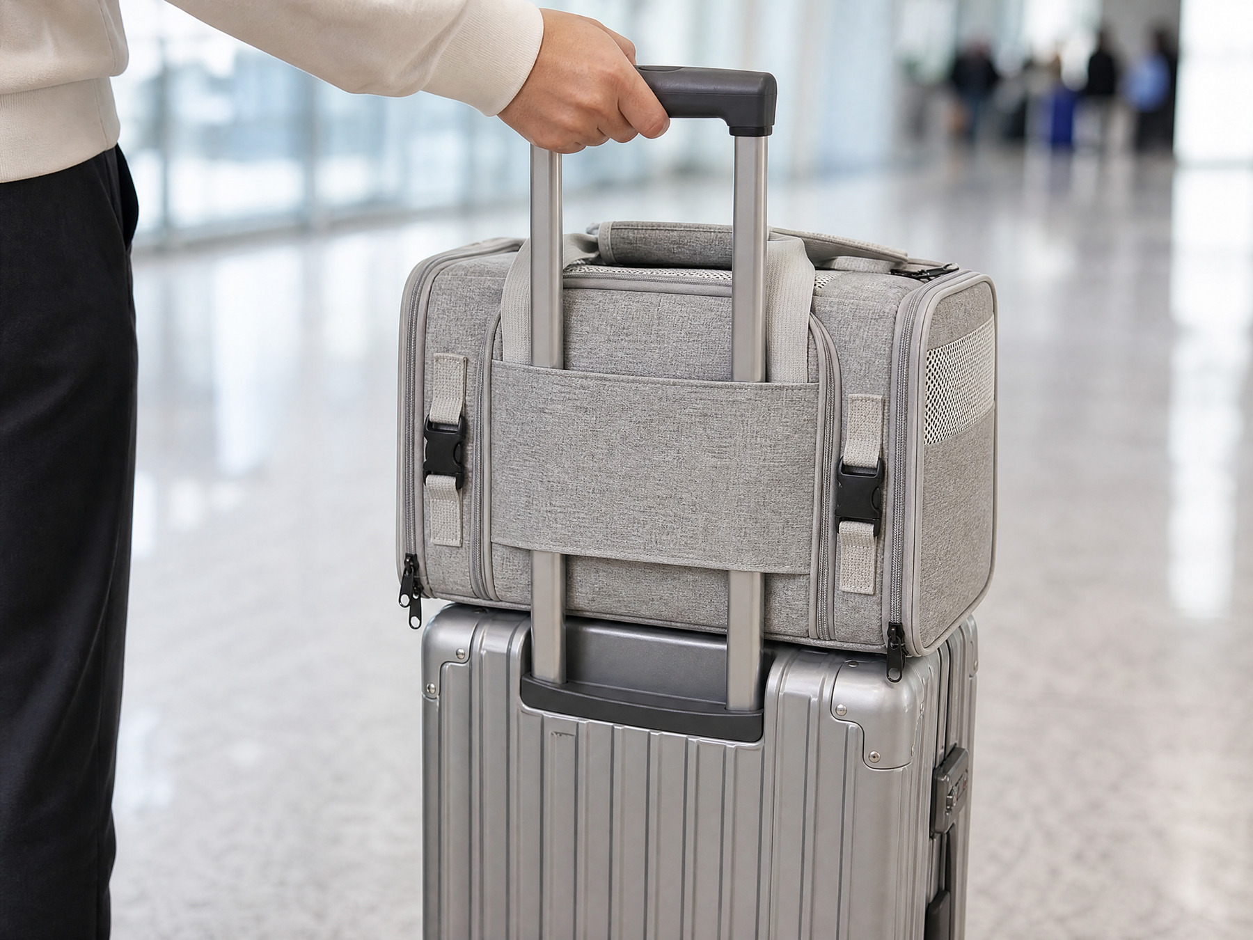 It rides on your suitcase